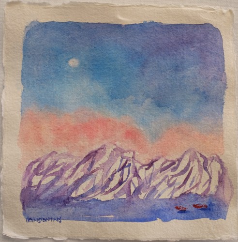 Mountain and sky ,handmade paper, 20x20cm